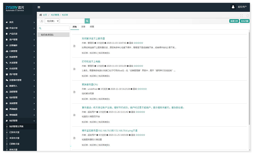 CMDB-ITSM-知识管理